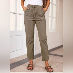 Women's khaki Drawstring Corduroy Pants